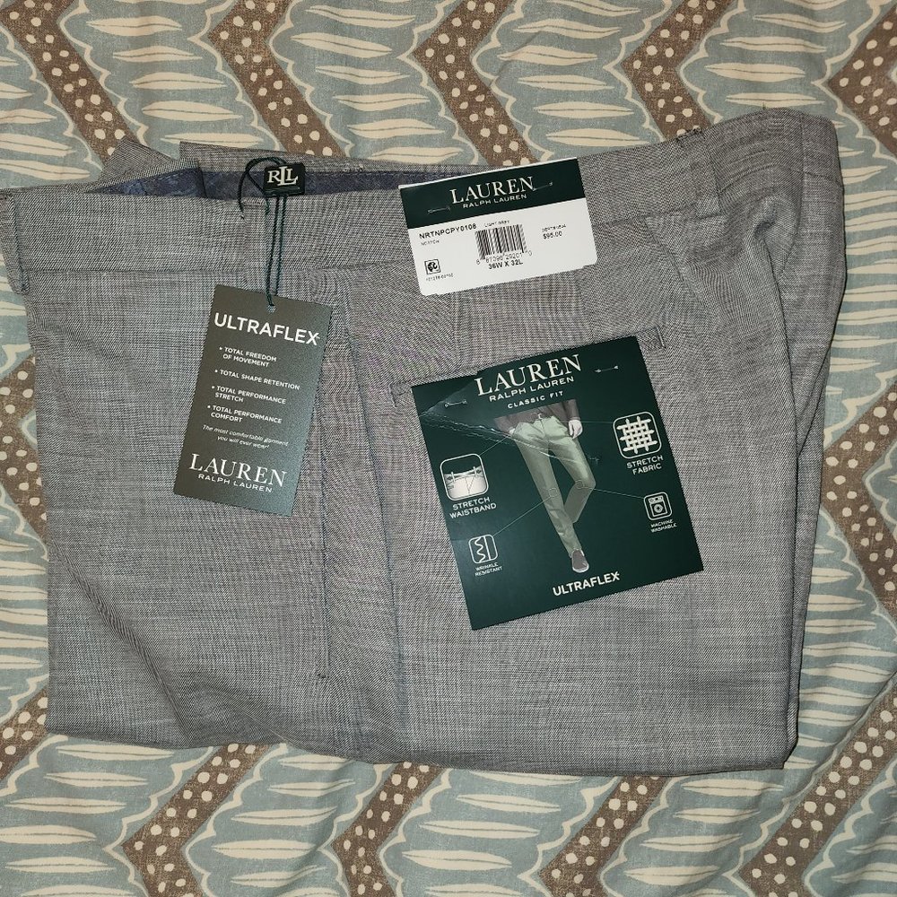NWT Lauren Dress Slacks 36x32 In Grey